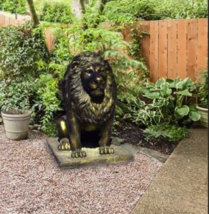 פסל לחצר אריה יושב ברונזה