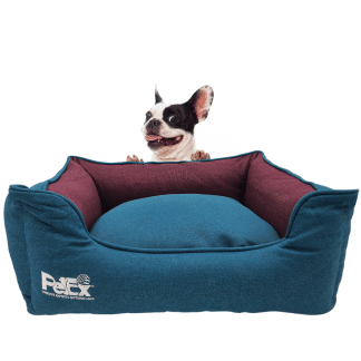 מיטה מבד פוליסטר לכלבים כחול בורדו פטקס