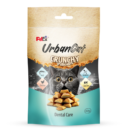 אורבן קט קראנץ כריות במילוי קרם קריל ועוף 60 גרם פטקס