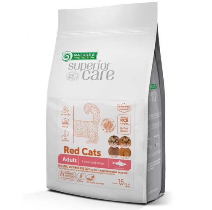 מזון יבש לחתול עם פרווה אדומה נייצרס פרוטקשן