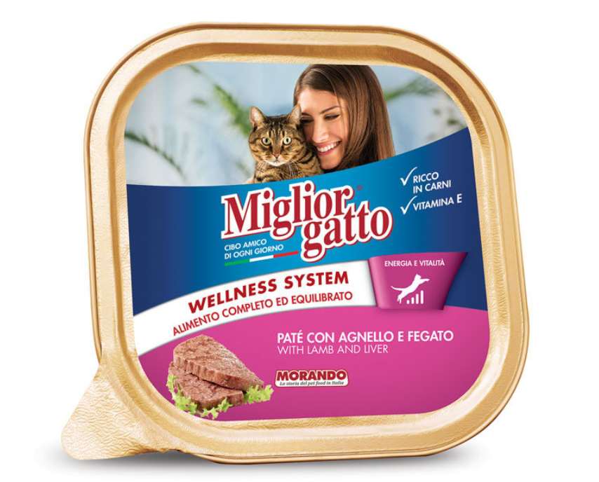 מעדן מיגליאור פטה לחתולים 100 גרם כבש וכבד