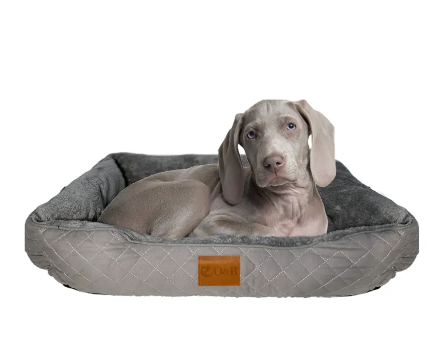 מיטה פרוותית מלבנית- לכלבים צבע אפור כהה