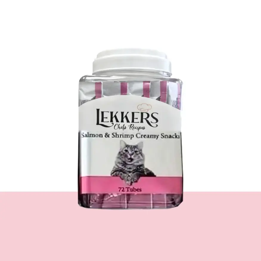 חטיף קרמי לחתול עם סלמון ושרימפס אריזת חיסכון 72 יחידות