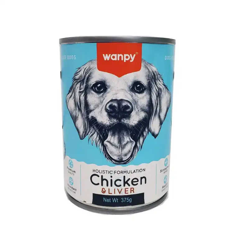 שימורים וונאפי לכלבים עם בשר עוף וכבד 375 גרם