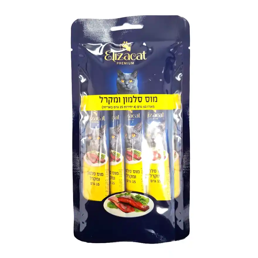 שלוקים אליזקט לחתול מוס סלמון ומקרל 60 גרם