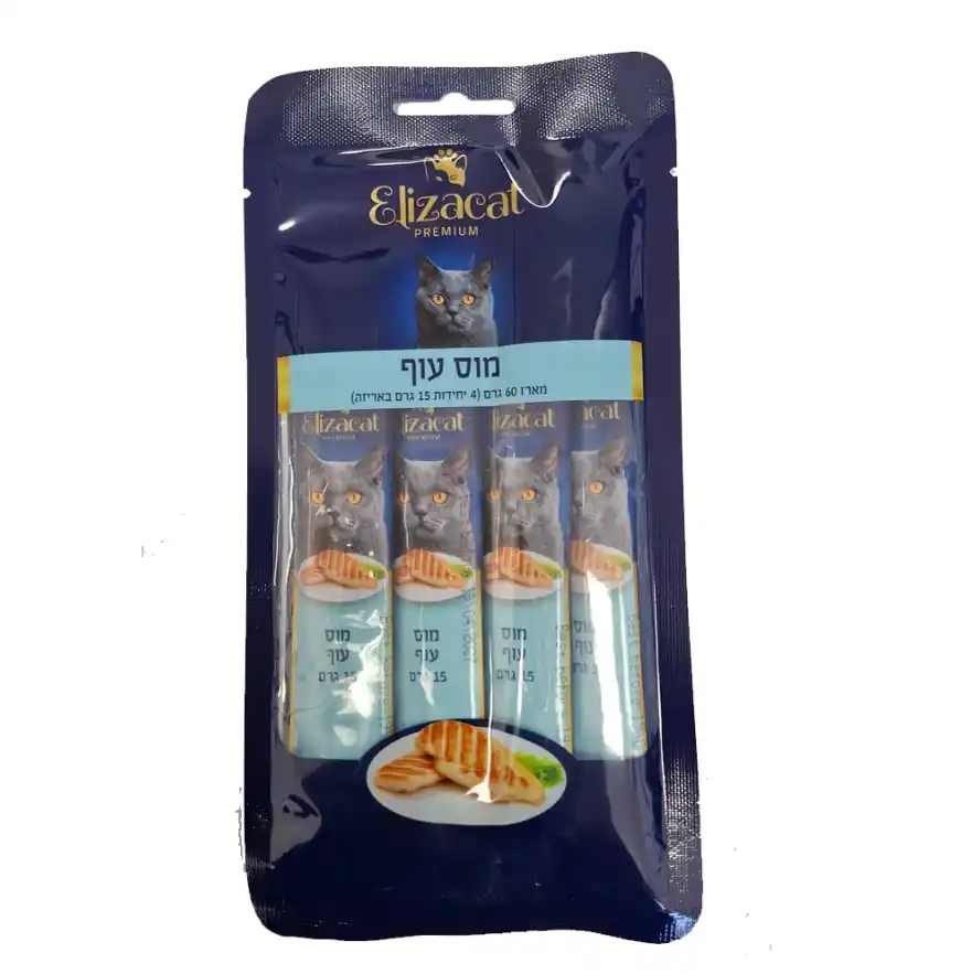שלוקים אליזקט לחתול מוס עוף 60 גרם