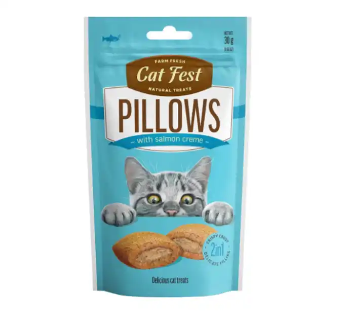 קט פסט חטיף כריות לחתול בטעם סלמון, 30 גרם