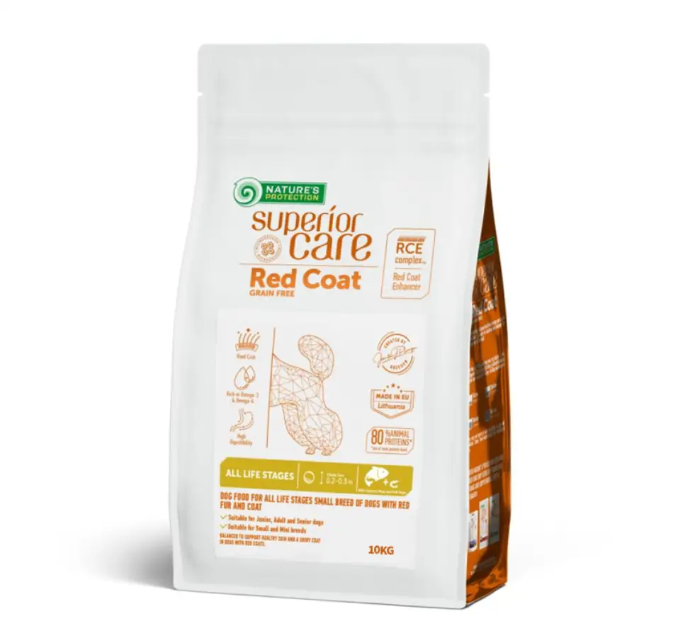 נייצ'רס פרוטקשן כלב פרווה אדומה גזע קטן בטעם דגים 10 קג