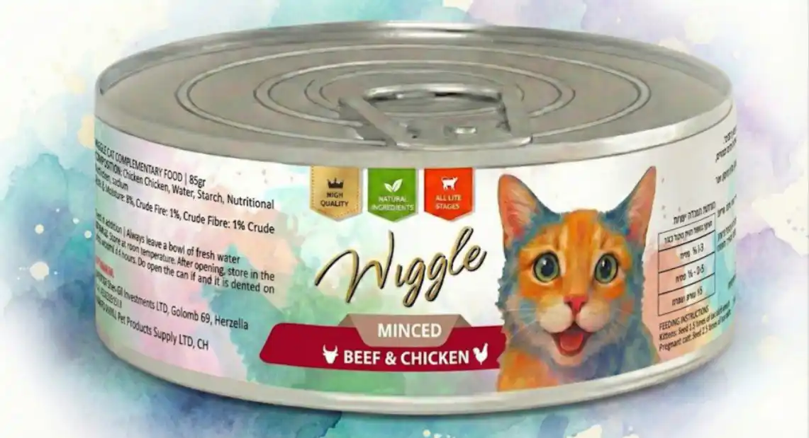 וויגל מעדן לחתולים 85 גרם בקר ועוף טחון